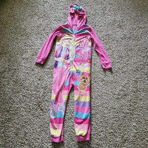 JoJo Siwa One-Piece Zip-Up Long Sleeve Hooded Pajamas Size M 2020 Nickelodeon